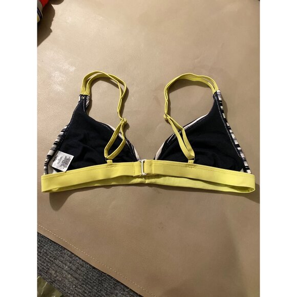 Mossimo Stripe Triangle Bikini Top Large Swimsuit Swim Yellow Black - Picture 4 of 5